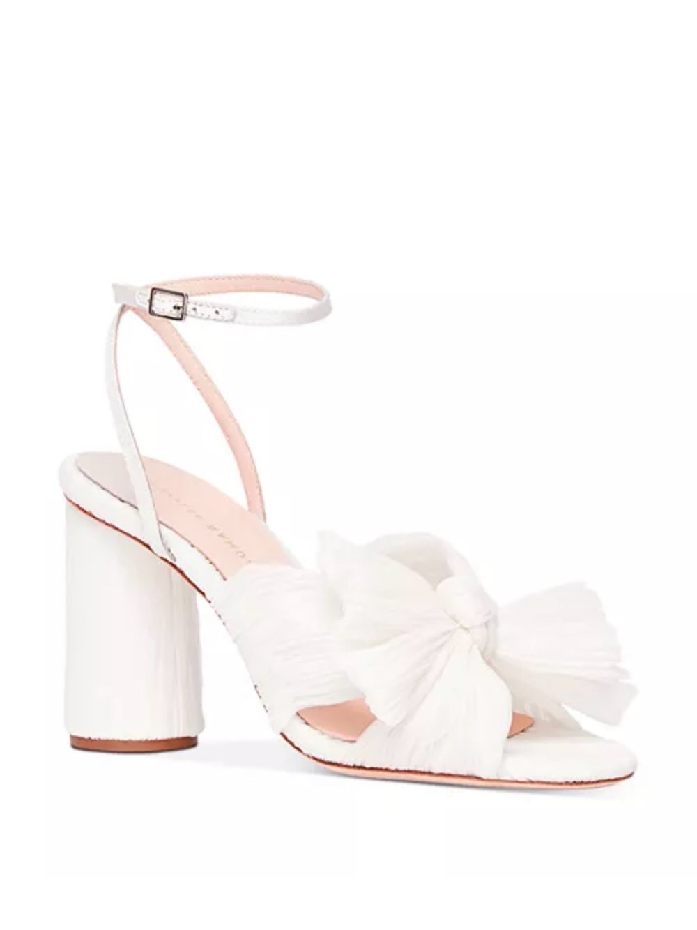 Loeffler Randall White Tulle Bow Block Heel Sandals